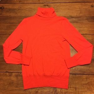 J Crew merino wool turtleneck sweater NWOT orange
